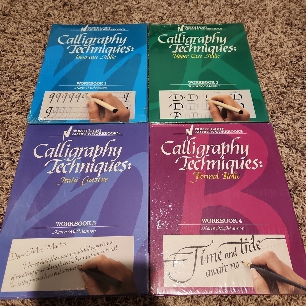 Vintage Calligraphy Techniques Workbooks Set 1 2 3 4